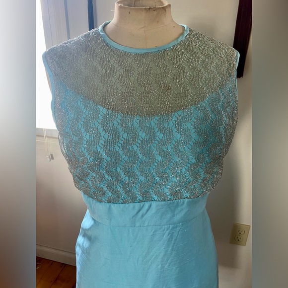 Vintage blue 60s Mod two piece dress suit with button up jacket S-M - Picture 3 of 10